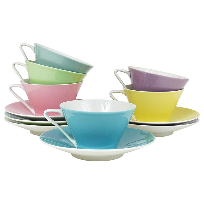 6 Mid-Century Pastell Daisy Porzellan-Kaffeetassen, Lilien, Österreich, 1950er-Jahre