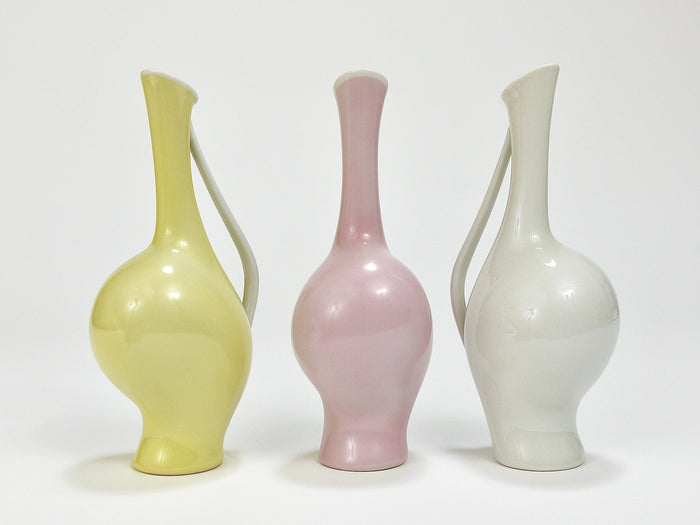 3 Rosenthal „Luise“ Mid-Century Porzellan-Vasen in Pastellfarben, Fritz Heidenreich, Deutschland