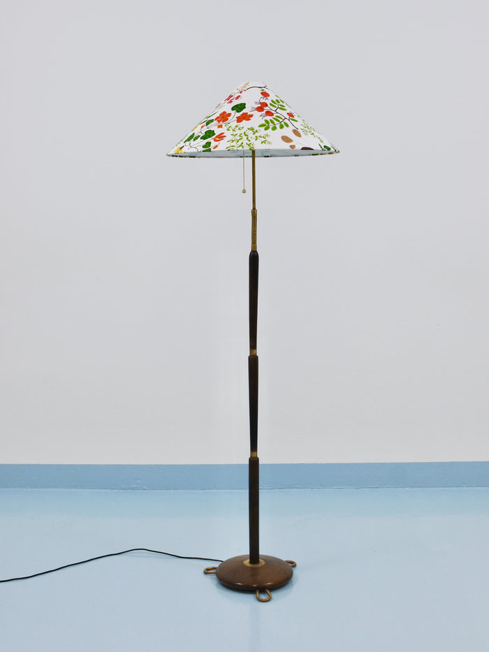 Verstellbare Stehlampe aus Nussbaum & Messing, 1940er-Jahre, Rupert Nikoll Wien, Österreich, 1950er-Jahre